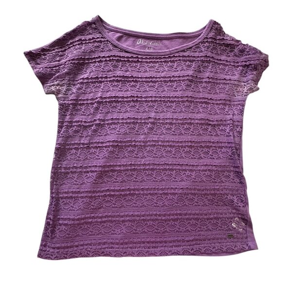 Aeropostale S/P Lace Front Purple T-Shirt For Women Cotton/Polyester Blend Casua - Picture 2 of 11